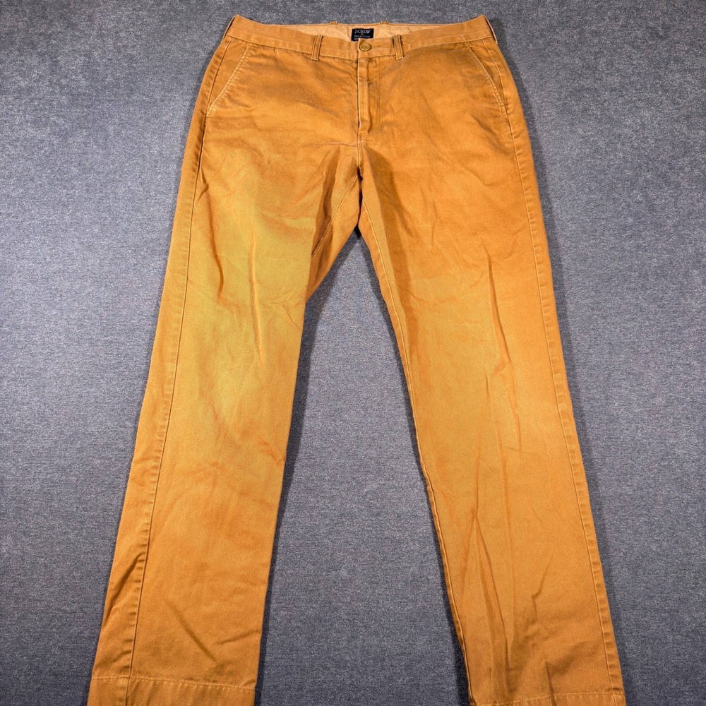 J.Crew Chino Pants Mens 33x32 Brown Sutton Fit Straight Leg 100% Cotton Preppy